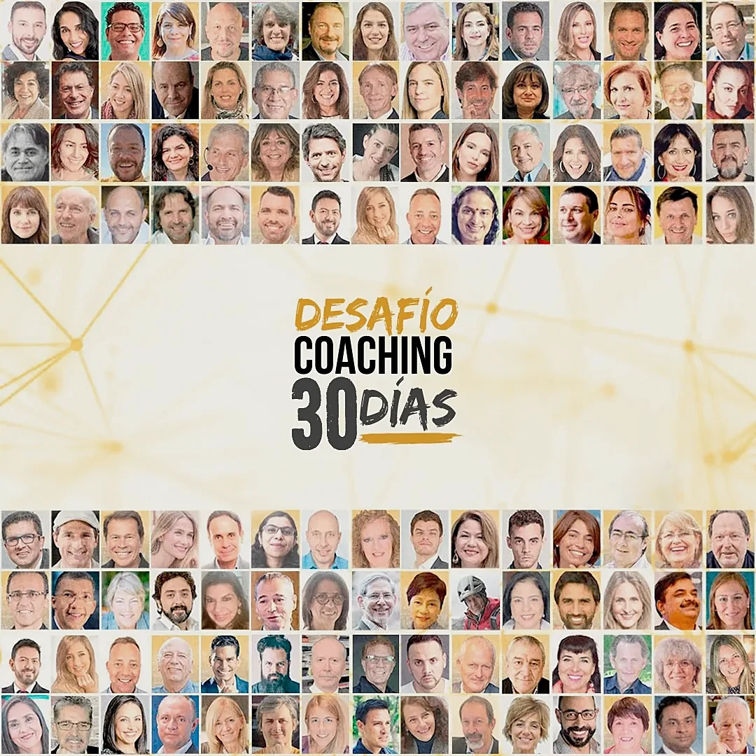 Afiche del Desafío Coaching 30 Días: mosaico con los oradores de sus cinco ediciones